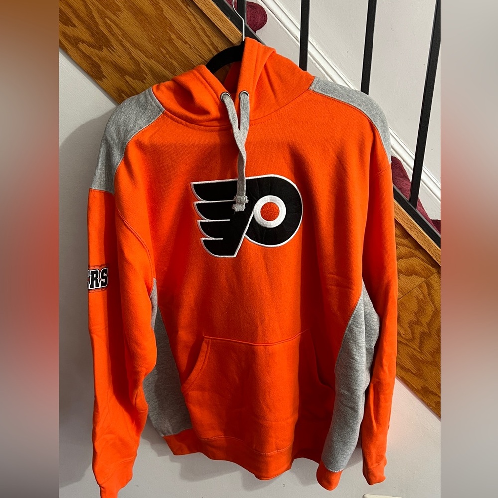 Majestic Philadelphia Flyers Men’s Orange & Grey NHL Hoodie Size XL